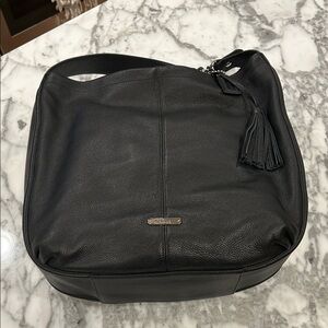 Coach Black Leather Tote with Tassel